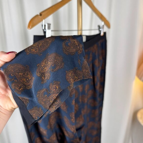 A.L.C. 100% Silk Paisley Trousers sz 8 - Picture 10 of 13